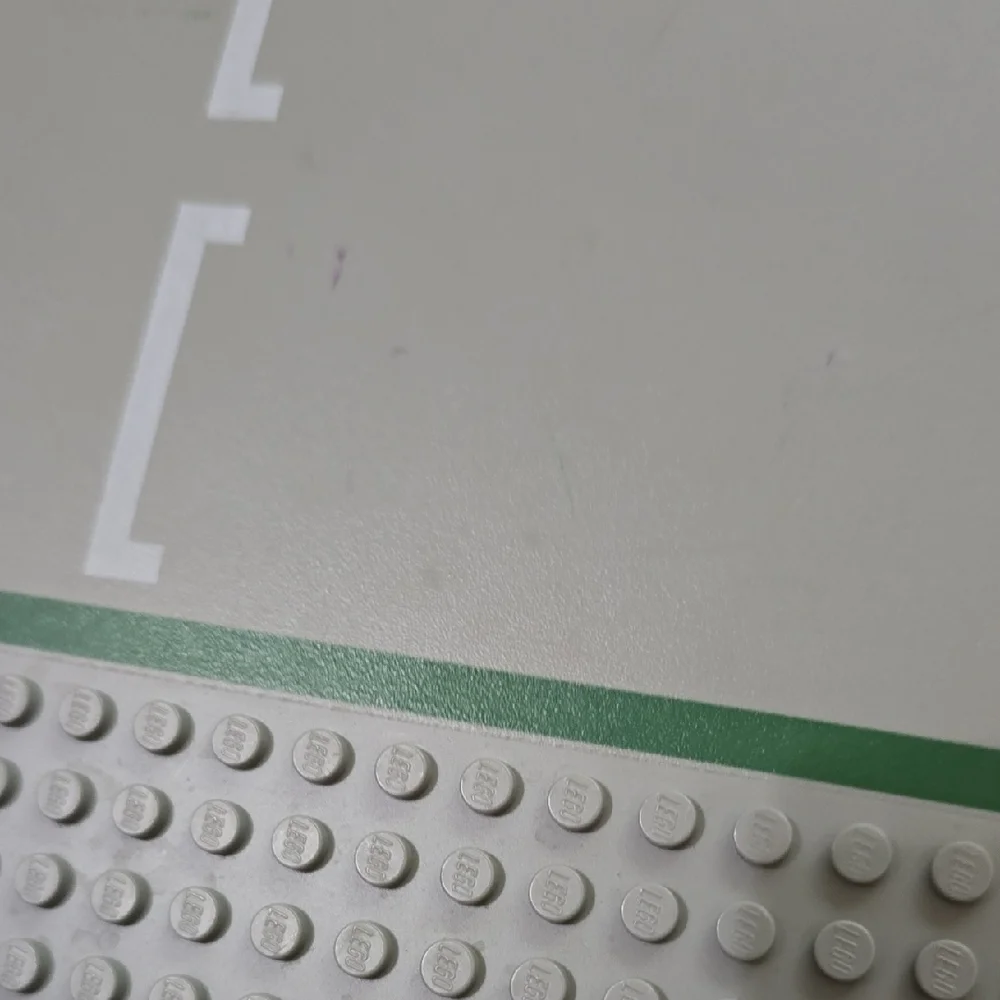 LEGO Gray Baseplate with Green and White Road Pattern - 32x32 Pegs